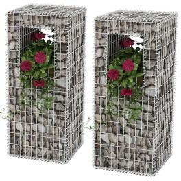 Gabion basket posts/planters 2 pcs steel 19.7"x19.7"x47.2"
