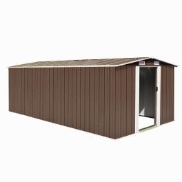 Garden shed brown galvanized steel large durable garden shed