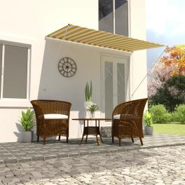 Awning yellow and white steel frame 98.4 x 59.1 in retractable