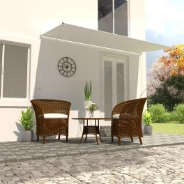 Awning cream steel frame and 100% polyester fabric with pa coating