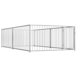 Dog kennel silver steel 78.7 in x 157.5 in x 39.4 in dog kennel
