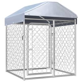 Dog kennel silver galvanized steel, polyethylene large locks