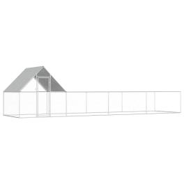 Chicken coop silver galvanized steel 26x6.5x6.5 feet durable