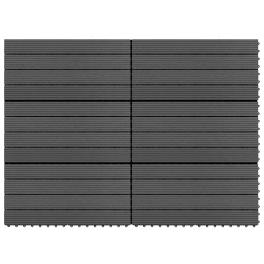 Decking tiles 6 pcs wpc 23.6"x11.8" 11.6 ft² black