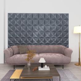 3d wall panels 24 pcs 19.7"x19.7" origami gray 64.6 ft²