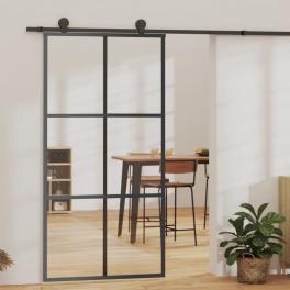Sliding door esg glass and aluminum 40.2"x80.7" black