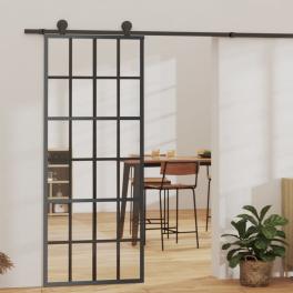 Sliding door esg glass and aluminum 29.9"x80.7" black