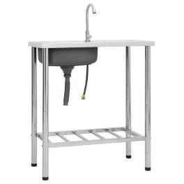 Camping sink single basin with tap stainless steel