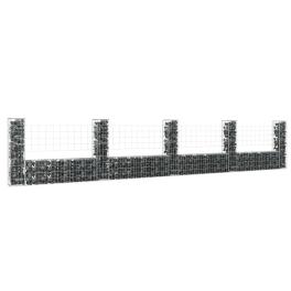 U-shape gabion basket with 5 posts iron 196.9"x7.9"x39.4"