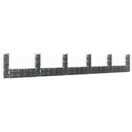 U-shape gabion basket with 6 posts iron 244.1"x7.9"x39.4"