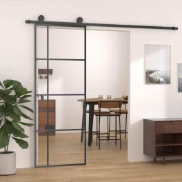 Sliding door esg glass and aluminum 29.9"x80.7" black