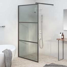 Walk-in shower wall 45.3"x76.8" dark esg glass black