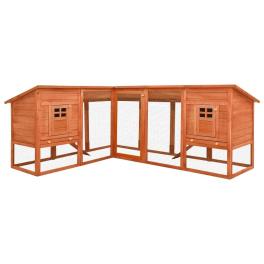 Rabbit hutch brown solid fir wood, plywood, galvanized steel
