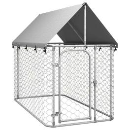 Dog kennel silver galvanized steel, polyethylene