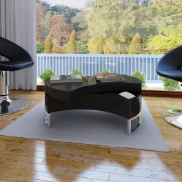 Coffee table high gloss black mdf and stainless steel