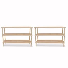 Shoe cabinet set of 2 natural wood solid fir wood medium