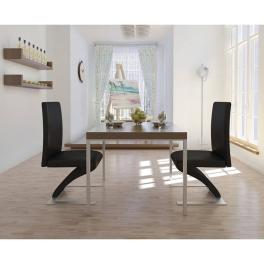 Dining chair set of 2 black chrome-plated iron, faux leather