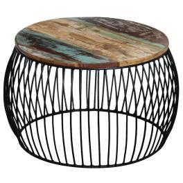 Coffee table multicolour reclaimed wood and iron medium durable