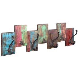 Coat rack multicolored solid reclaimed wood standard hooks