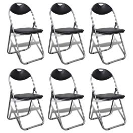 Chair set of 6 black steel frame + faux leather standard
