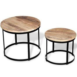 Coffee table brown and black solid rough mango wood and iron