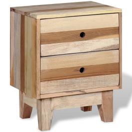 Bedside cabinet beige solid reclaimed wood small storage