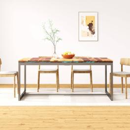 Dining table brown and black sheesham wood and powder-coated steel
