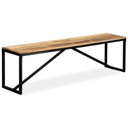 Bench natural mango wood and black steel solid mango wood and steel