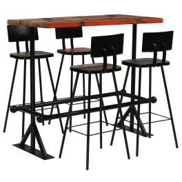Bar set multicolor solid reclaimed wood standard industrial