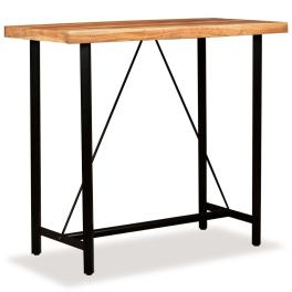 Bar table natural wood with black legs solid acacia wood, steel