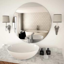 Wall mirror transparent glass 27.6 in diameter wall mounting
