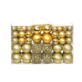 Christmas ball set of 100 gold plastic multiple sizes