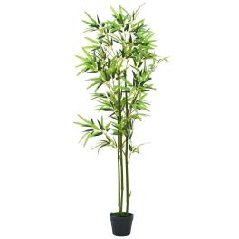 Artificial plant green real bamboo stalks, polyester leaves 59.1 in