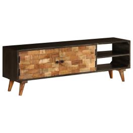Tv cabinet brown and black solid mango wood medium tv cabinet