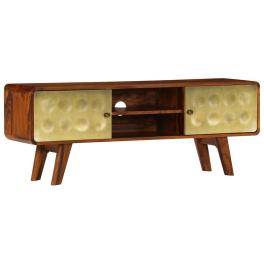 Tv cabinet brown and gold solid sheesham wood 47.2x11.8x17.7 in