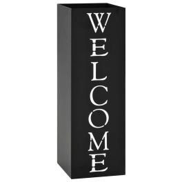 Umbrella stand black powder-coated steel decorative inlays