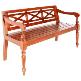Bench dark brown solid mahogany wood three-seater
