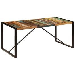 Dining table multicolor solid reclaimed wood and powder-coated steel