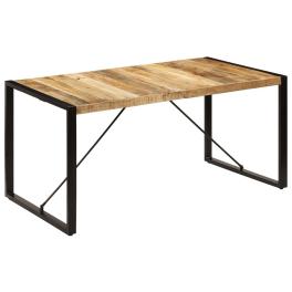 Dining table brown and black solid mango wood and powder-coated steel