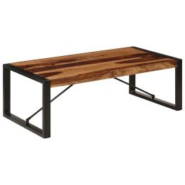 Coffee table brown solid sheesham wood, powder-coated steel