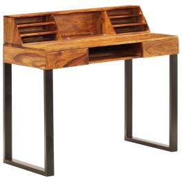 Desk natural wood solid sheesham wood and powder coated steel