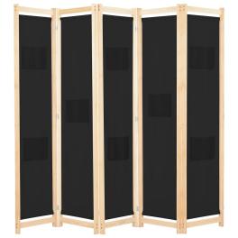 5-panel room divider black 78.7"x66.9"x1.6" fabric