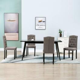 Dining chair set of 4 taupe fabric + rubber wood frame standard