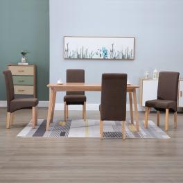 Dining chair set of 4 brown fabric and wood standard ergonomic