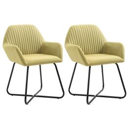Dining chair set of 2 green polyester, powder-coated steel medium