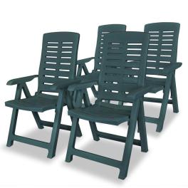 Garden chair set of 4 green plastic standard foldable
