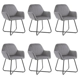 Dining chair set of 6 grey velvet and powder-coated steel