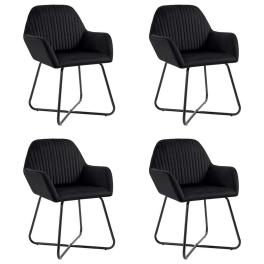Dining chair set of 4 black velvet and steel standard ergonomic