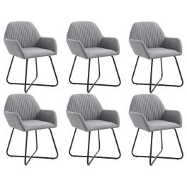 Dining chair set of 6 light grey fabric and powder-coated steel