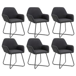 Dining chair set of 6 black polyester and powder-coated steel